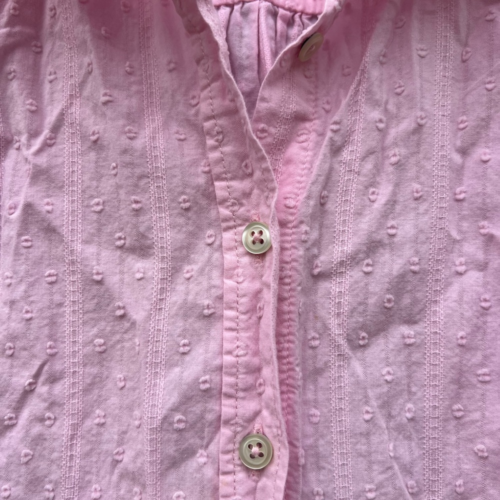 Talbots Pink Button Down Shirt Textures Swiss Dot… - image 3